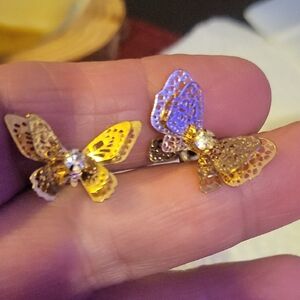 Gold Tone Butterfly Earrings